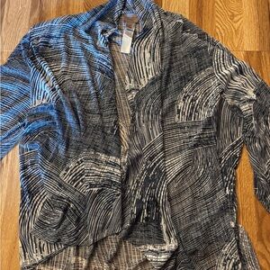 Chico's blue and White Patterned Cardigan